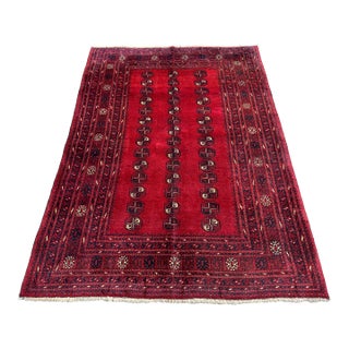 Red Bokhara Hand-Knotted Wool Rug - 7'3" X 5'4" For Sale