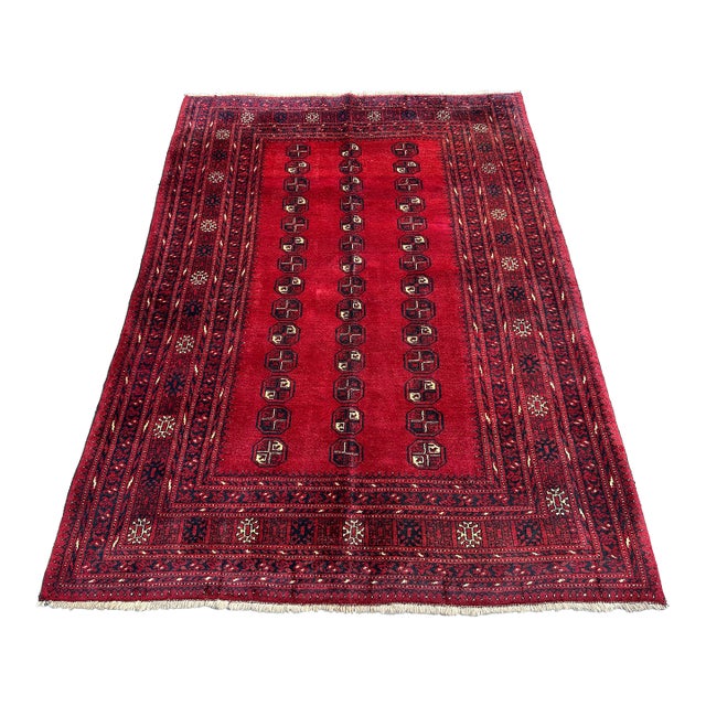Red Bokhara Hand-Knotted Wool Rug - 7'3" X 5'4" For Sale