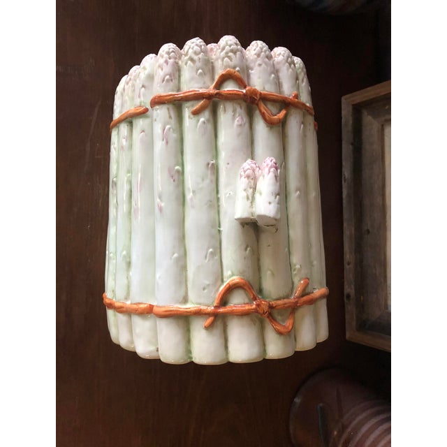 Hollywood Regency Majolica Asparagus Covered Serving Dish or Cookie Jar For Sale - Image 3 of 10