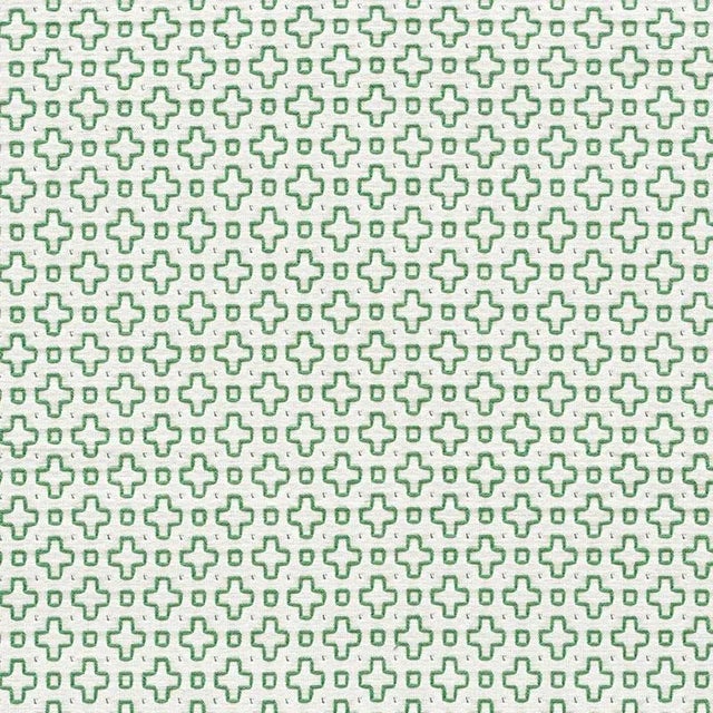 Sample - Schumacher Scout Embroidery Fabric in Green For Sale