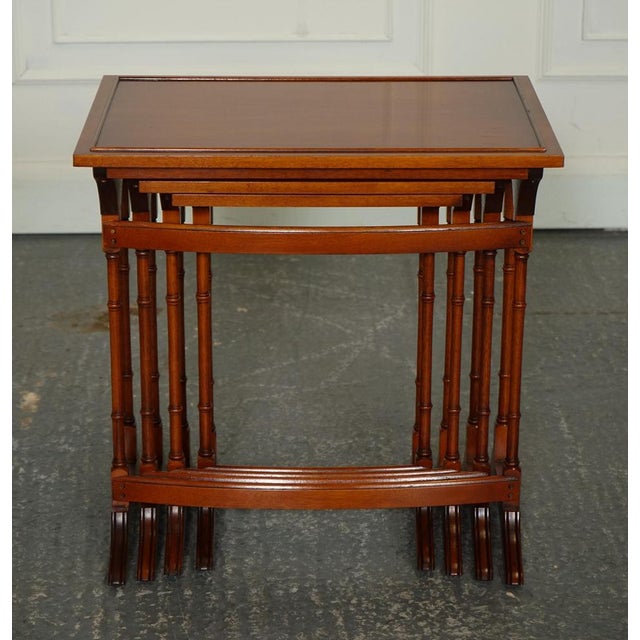 Wood Yew Wood Faux Bamboo Nesting Tables from Bevan Funnell, Set of 4 For Sale - Image 7 of 12