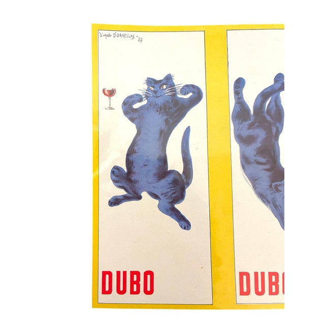 French Dubonnet Advertising Poster Print With Blue Cat Design, 1937 D'Ornellas. For Sale - Image 4 of 11