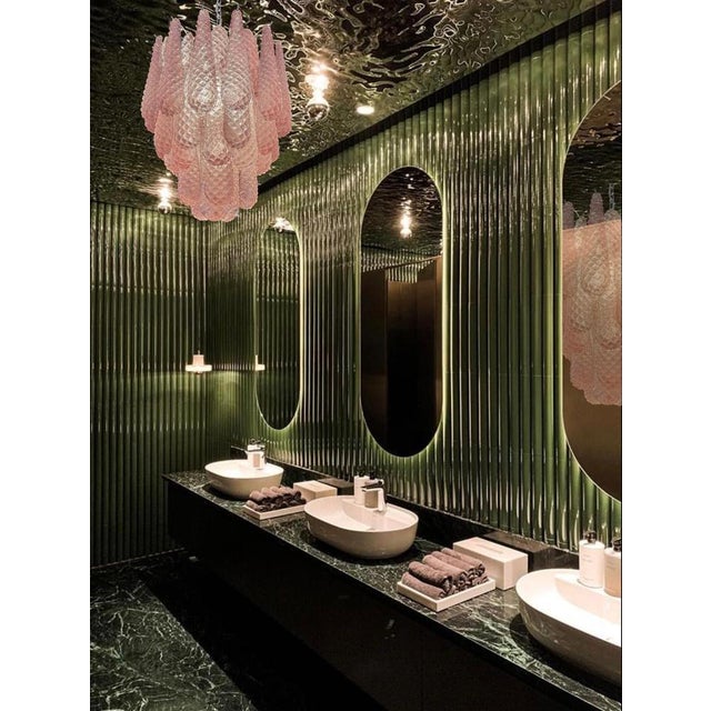 Glass Pink Petal Chandeliers, Murano, 1990s, Set of 2 For Sale - Image 4 of 15