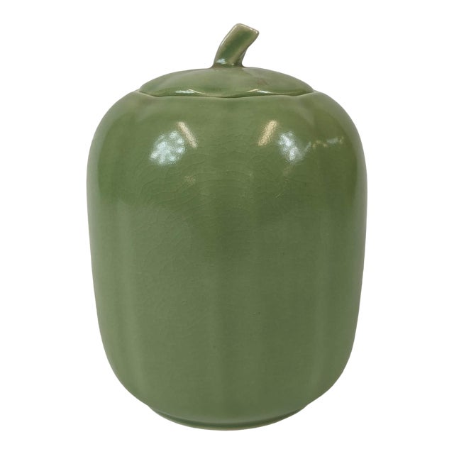 Celadon Melon Shaped Covered Container For Sale