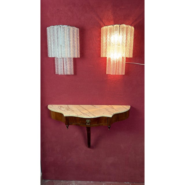 Set of two Murano glass wall lamps in the Venini style, 1960s Metal frame, two E14 bulbs each. Good condition. Height 45...