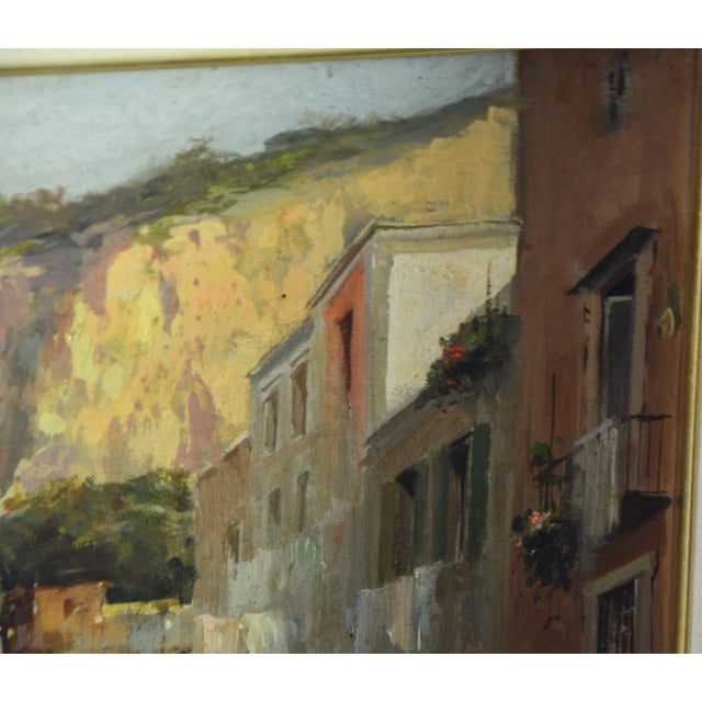 Vincenzo Canino, Seascape and Coastal Village, Naples, 1925, Oil on Canvas For Sale - Image 6 of 16