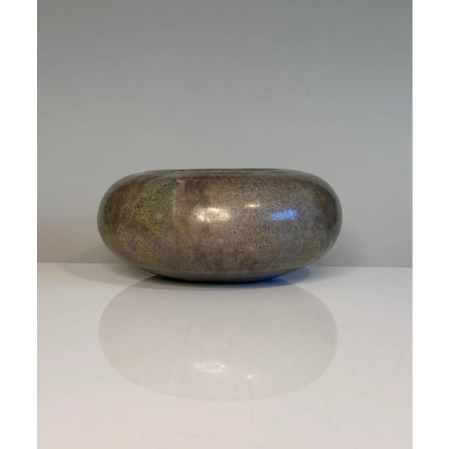 Flat-Shaped Studio Ceramic Art Vase Glazed in Crystal- and Run-Glaze Technique, West Germany, 1960s For Sale - Image 18 of 18