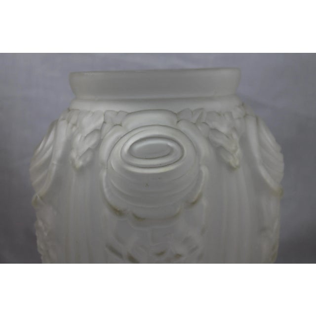 French Art Deco Frosted Glass Deco Relief Vase For Sale In Miami - Image 6 of 11