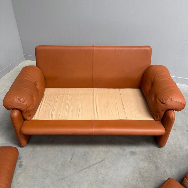 Vintage Coronado Two-Seater Sofa in Cognac Leather from B&B Italia, Italy, 1960s For Sale - Image 15 of 16