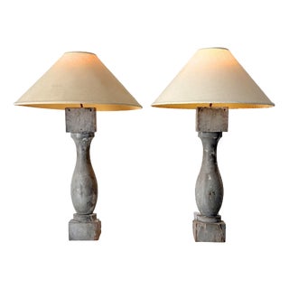 Grey Balustrade Lamps, France, 1950s, Set of 2 For Sale