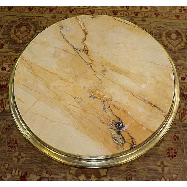 Wood 19th Century French Weisweiler Style Marble Top Gueridon Table by Henry Dasson For Sale - Image 7 of 11
