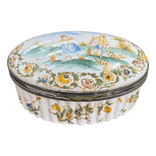 Antique French Moustiers Faience Jewelry Box, 1700s For Sale