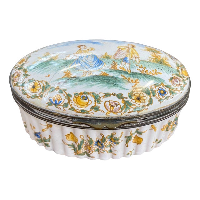 Antique French Moustiers Faience Jewelry Box, 1700s For Sale