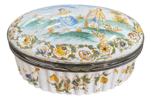 Antique French Moustiers Faience Jewelry Box, 1700s