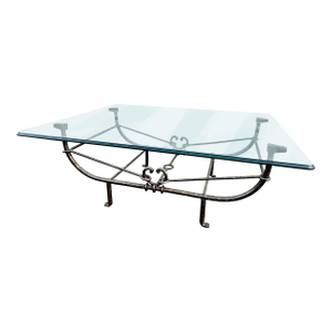 Paul Ferrante Hammered Iron Frame Coffee Table