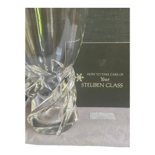 Steuben Vintage 1958 Donald Pollard MCM Art Glass "Whirpool" Vase 11.25" Tall # 8087-St in Original Box For Sale