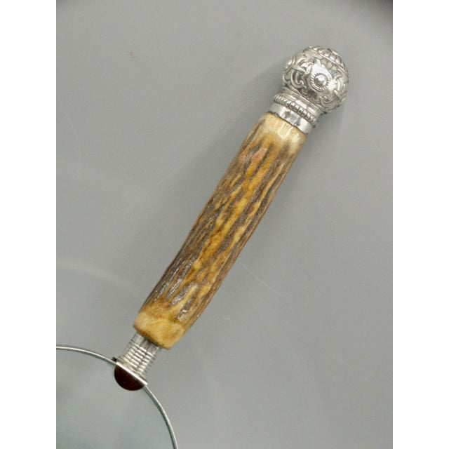 Brown Antique English Sterling & Stag Horn Magnifying Glass Hallmarks For Sale - Image 8 of 8