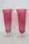 Pink Flash Optic Glass Footed Vases Pair of 2 Mid Century Modern Style 5078b For Sale - Image 4 of 13