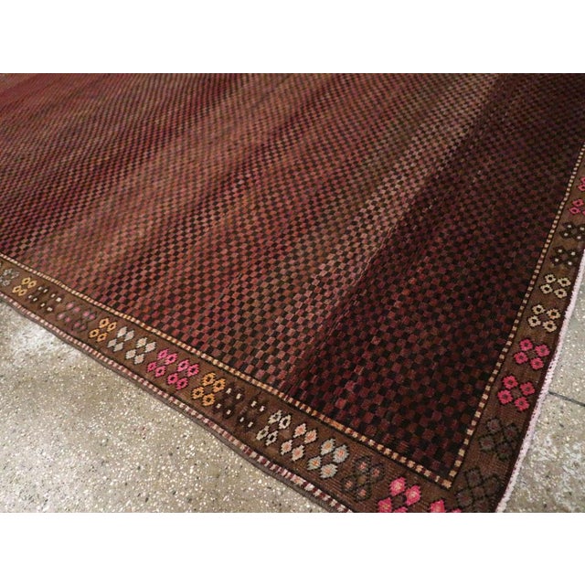 Oxblood Red Galerie Shabab Collection Mid-20th Century Handmade Turkish Anatolian Small Room Size Carpet For Sale - Image 8 of 10