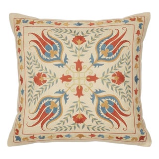 19"x21" 100% Silk Cushion Cover. Embroidered Lace Pillow. Modern Toss Pillow For Sale