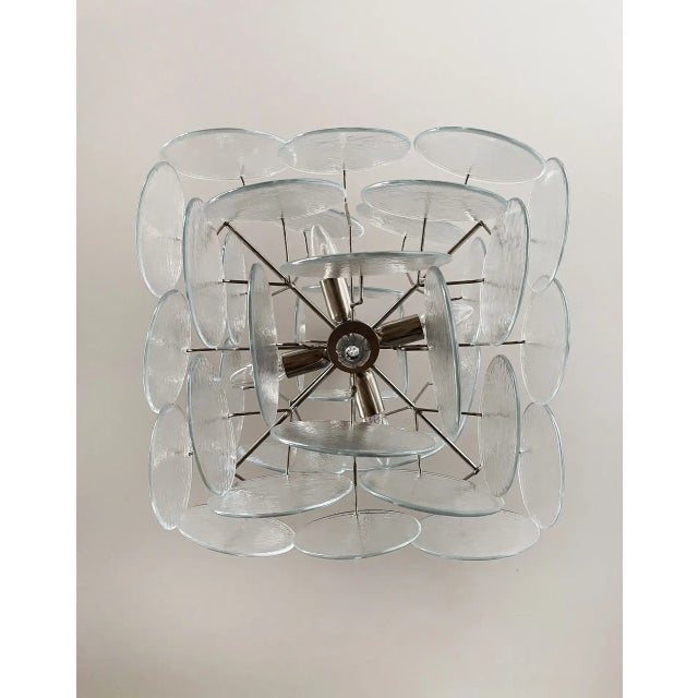 Transparent Italian Murano Chandelier, 36 Iridescent Disks For Sale - Image 8 of 9