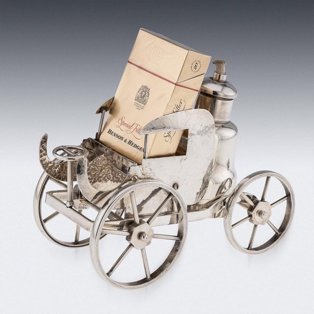 Antique 20th Century Carriage Silver Plated Table Lighter & Cigarette Holder, 1900s For Sale - Image 17 of 18