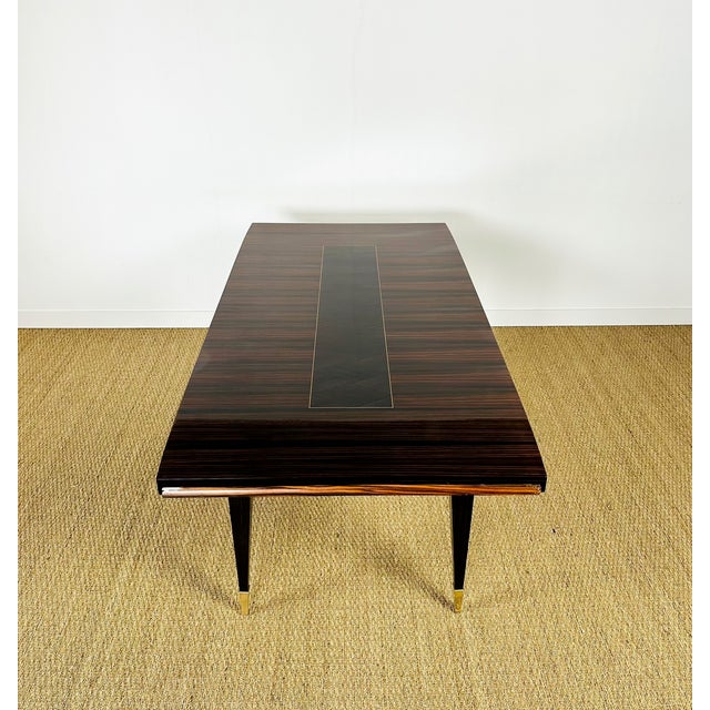 Mid-Century Modern Art Deco Macassar Ebony Extendable Dining Table, 1940s For Sale - Image 3 of 17