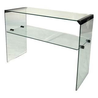Console Table with Two Glass Shelves and Black Painted Metal Elements from Gallotti & Radice For Sale