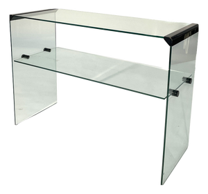 Console Table with Two Glass Shelves and Black Painted Metal Elements from Gallotti & Radice