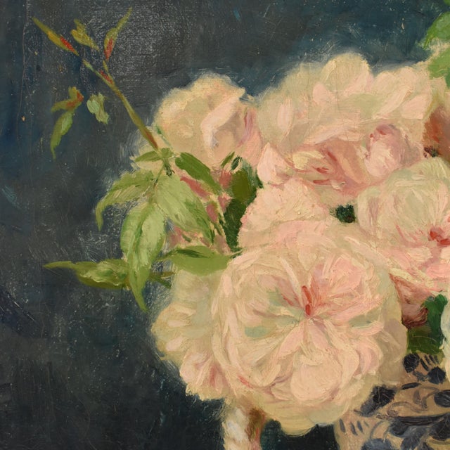 Henri Joseph Thomas, Still Life with Vase of White Roses, 1890s-1910s, Oil on Canvas, Framed For Sale - Image 7 of 11