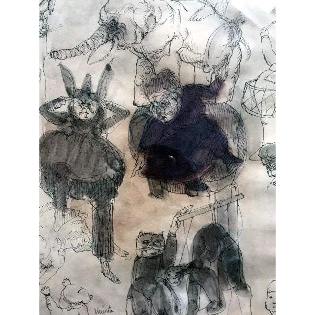 José Luis Cuevas Framed Drawing by Mexican Artist José Luis Cuevas For Sale - Image 4 of 8