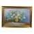 Vintage Impressionist Floral Oil Painting White Roses in Basket Framed 41" For Sale