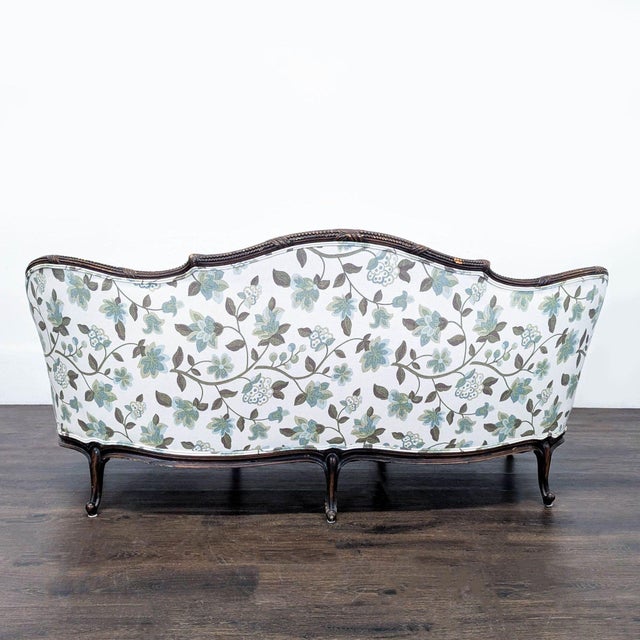Charming Vintage 3-Seat Sofa With Floral Upholstery and Carved Wood Frame For Sale In San Francisco - Image 6 of 10