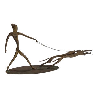 "Diana With Dogs" Art Deco Figurative Bronze Sculpture by Karl Hagenauer Circa 1930s For Sale