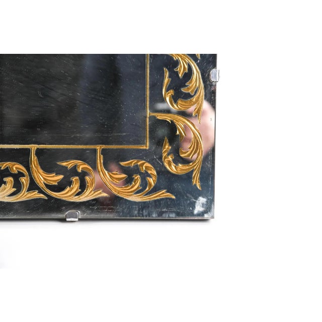 Mid 20th Century Vintage Hollywood Regency Style Eglomisé Wall Mirror For Sale - Image 5 of 7