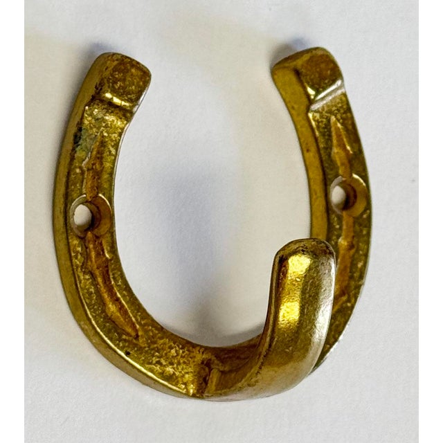 Vintage Brass Horseshoe Wall Hook For Sale - Image 4 of 4