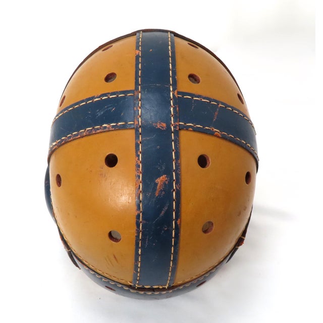 Classic Vintage 1940s Leather Football Players Helmet With Nice Colors