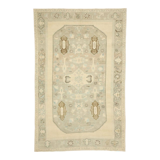 Mid 20th Century Muted Vintage Turkish Oushak Rug - 06'02 X 09'07 For Sale