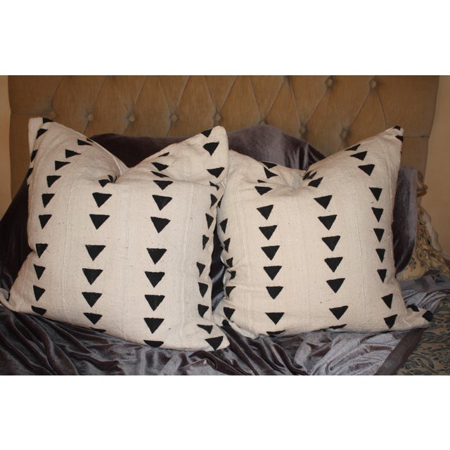Large Euro Size African Mud Cloth Pillows A Pair Chairish