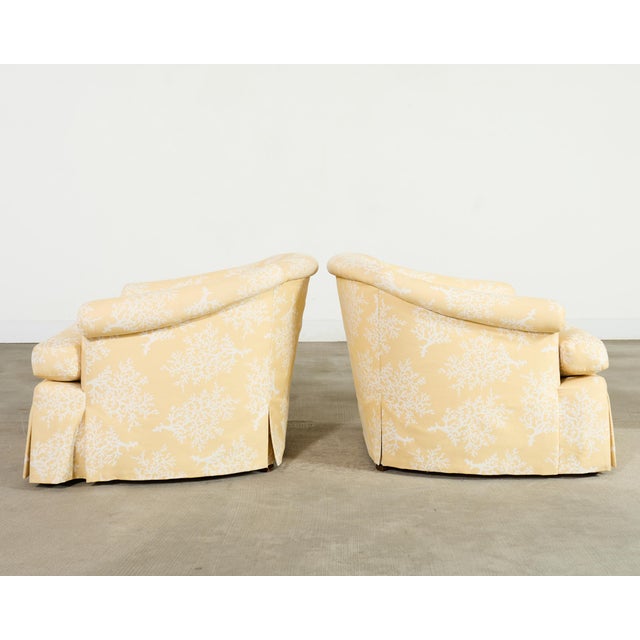 Pair of A. Rudin Attributed White Coral Over Butter Club Chairs For Sale In Sacramento - Image 6 of 18