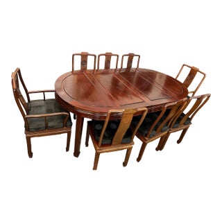 Rosewood Dining Table With 8 Rosewood Chairs - Set of 9 For Sale
