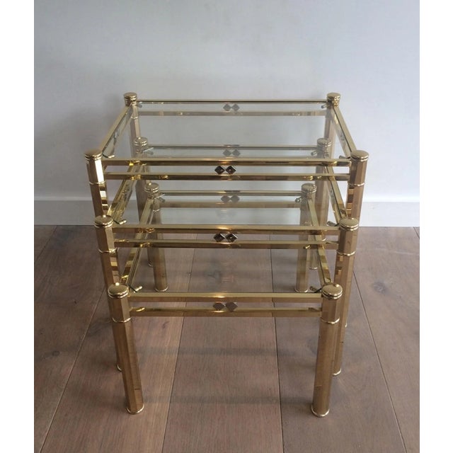 Metal Decorative Brass Nesting Tables, circa 1970 - Set of 3 For Sale - Image 7 of 13