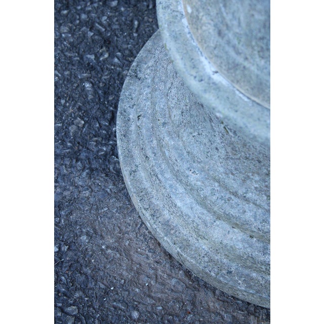 Vintage Pair Of Carved Granite Three Piece Garden Urns On Pedestals For Sale - Image 12 of 18