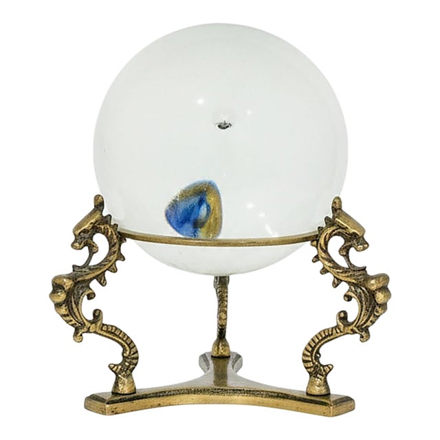 Vintage Brass Dragon Crystal Ball Stand – Korean, Mid-20th Century For Sale