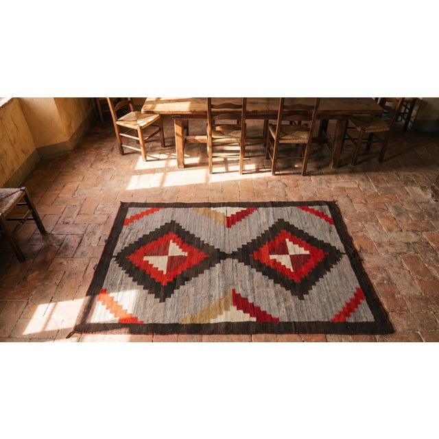 1930s Gray Diamond Tribal Antique N. American Navajo Rug 4 X 5'3" Handknotted Wool Carpet For Sale - Image 13 of 13
