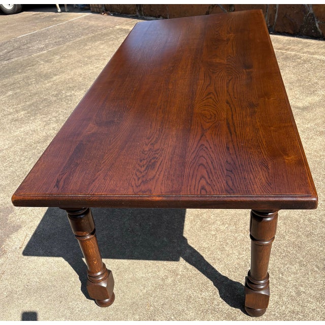 Wood Dark French Country Farm Dining Table For Sale - Image 7 of 12
