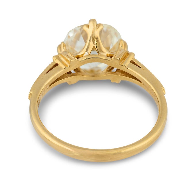 Mid 20th Century Mid 20th Century Gia 2.31 Carat Old European Cut Diamond 18k Yellow Gold Ring, Size 4.75 For Sale - Image 5 of 8