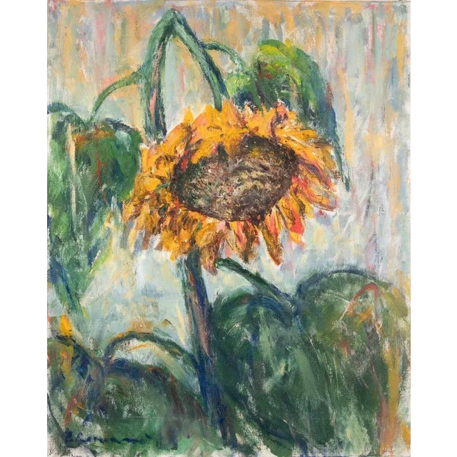 1990s Pino Romanò, Sunflower, Oil Painting, 1990s For Sale - Image 5 of 5