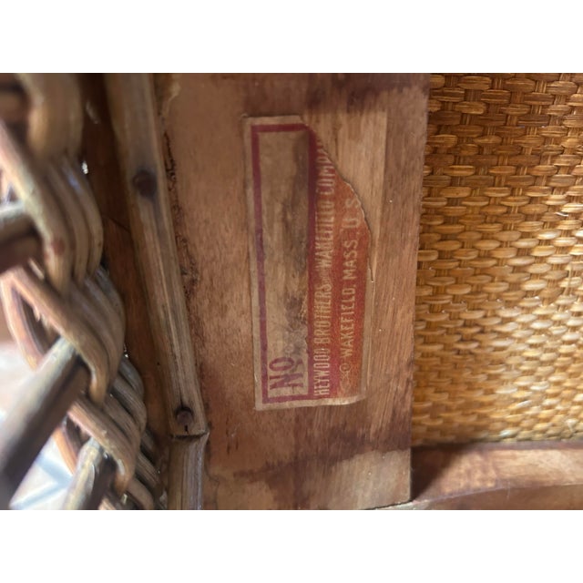 Heywood-Wakefield Antique Heywood Brothers Reed & Rattan High-Back Wing Chair For Sale - Image 4 of 4
