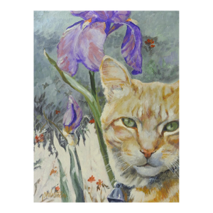 Late 20th Century Orange Tabby Cat Portrait Painting